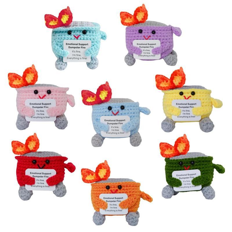 Crochet Dumpster Fire Toy, 1 Count Emotional Support Dumpster Fire Plush Toy, Emotional Support Ornament for Decoration Or Gift