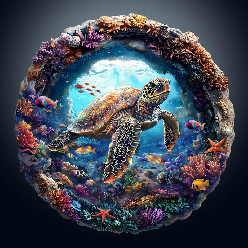 3D Turtle Wooden Jigsaw Puzzle - Educational Toy for Kids and Adults 3d  wooden