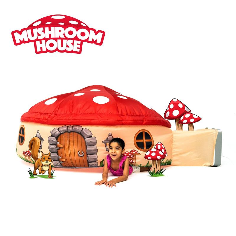 The Original Patented AirFort - Build A Fort in 30 Seconds, Inflatable Fort for Kids, Play Tent for 3-12 years, A Playhouse Where Imagination Runs Wild, Fan not included (Mushroom House) indoor tent