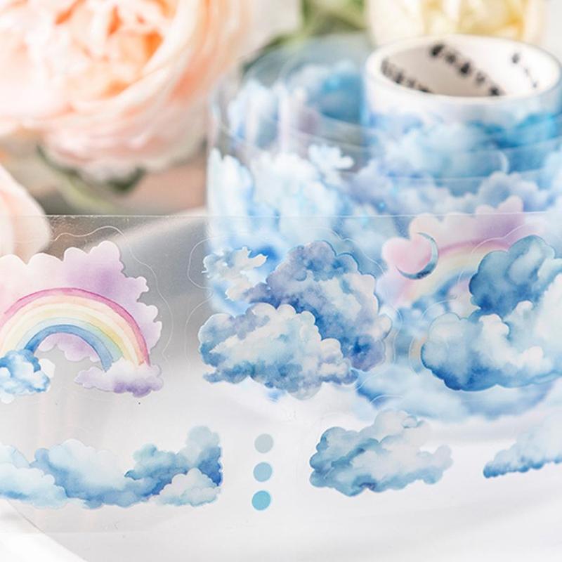 Cloud Pattern Sticker Tape, 4 Rolls set Waterproof Decor Sticker, Diy Decorative Tape for Scrapbooking, Journaling, Gift Wrapping
