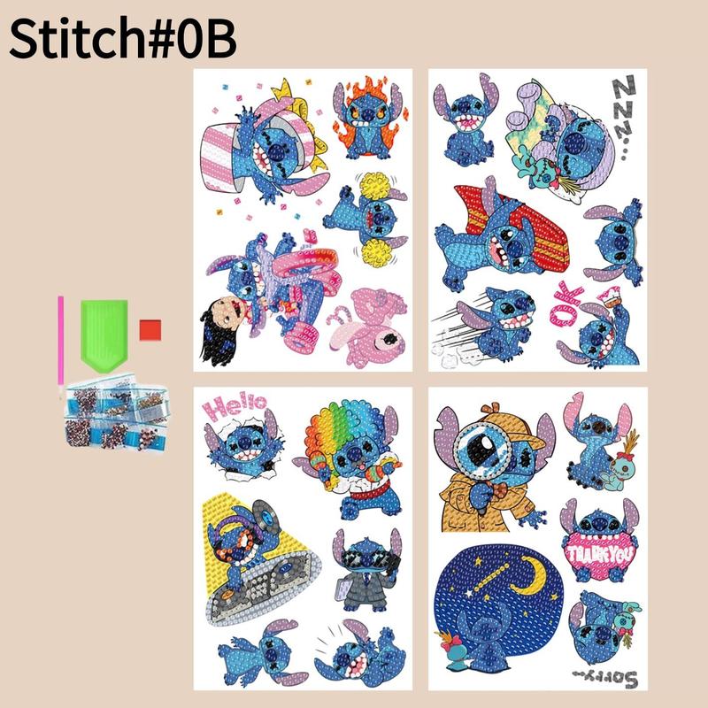 Cartoon Stitch Diamond Art Painting Sticker, 1 Set DIY Diamond Art Painting Sticker, DIY Decorative Art Picture for Home Bedroom