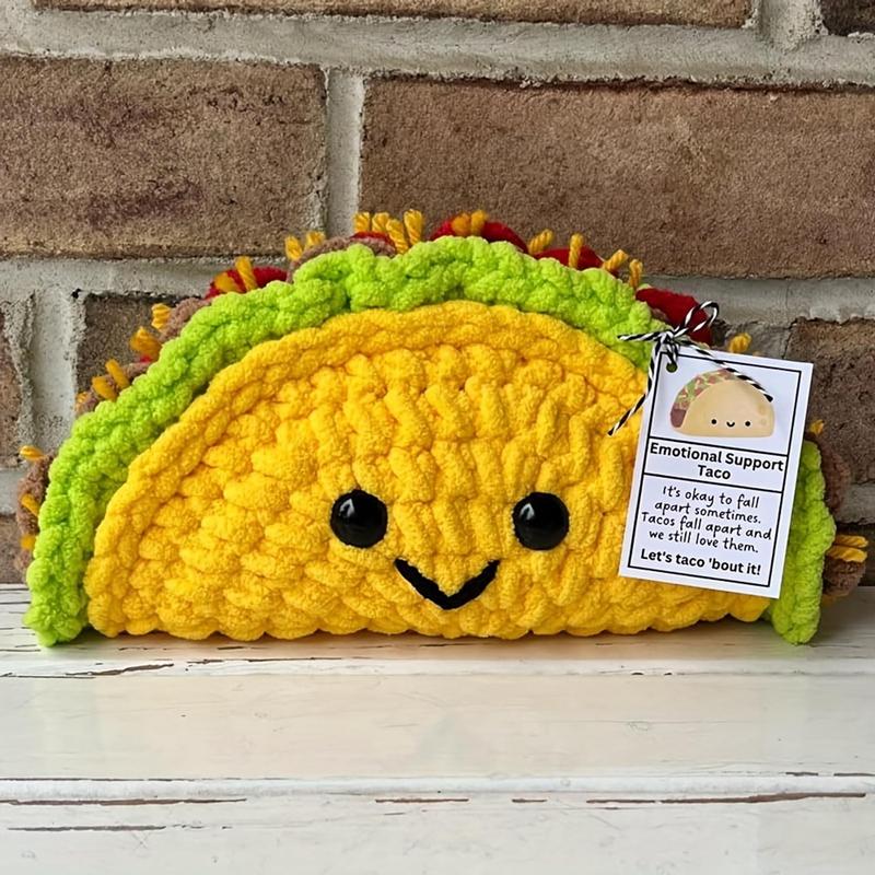 Cute Taco Design Crochet Kit, Handmade Knitting Kit with Front Card, Perfect for Birthday Present Or Room Decoration