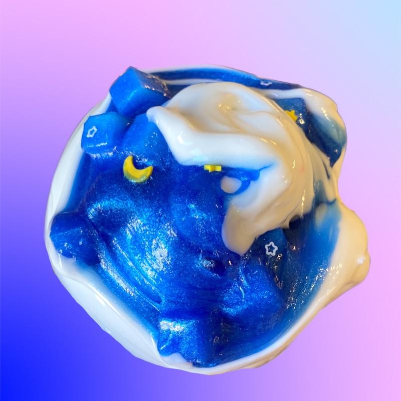 Moon milk slime, thick and glossy slime, jelly cube slime