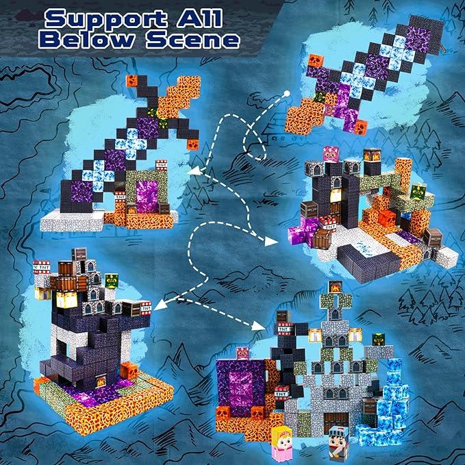 Magnetic Blocks - 150PCS Build Magnet Dark Mechanical Guardian Castle World - Magnetic Toys for Montessori Toddler Christmas Birthday Gifts - magnet blocks