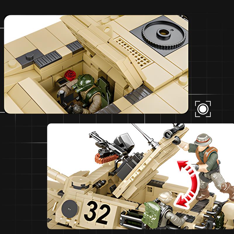 HI-REEKE M1A2 Tank Building Block Set, WW2 Military Abrams Toy for Boy