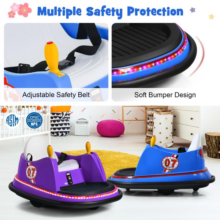 12V Toddler Bumper Car, Battery Powered Baby Ride on Bumper Car, Dual Joysticks, Flashing LED Light & Music,360 Degree Spin, Electric Vehicle Ride on Toys w Remote Control, Gift for Boys Girls.