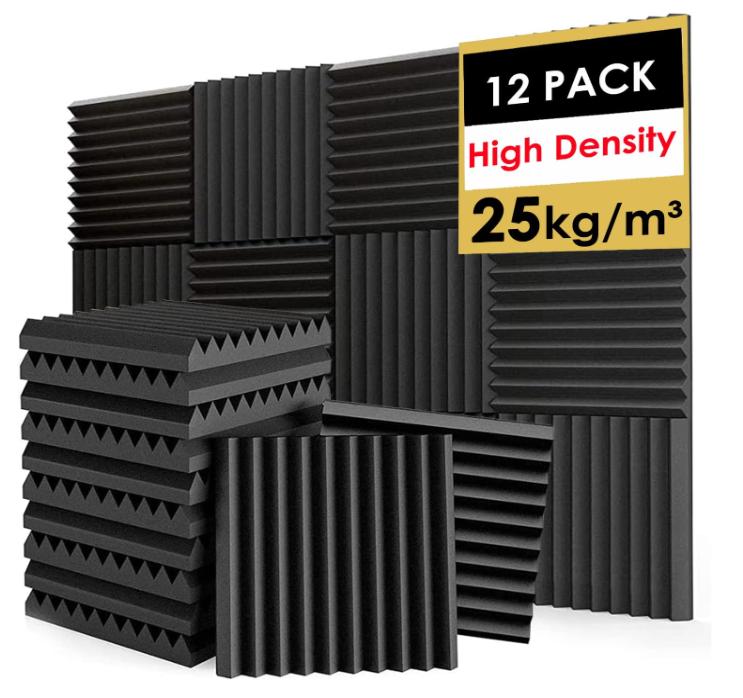 Acoustic Panels, High Density Soundproof Foam Panels for Walls, Sound Absorbing Panels, Acoustic Foam Panels Fire Resistant for Studio Recording (Black, 1