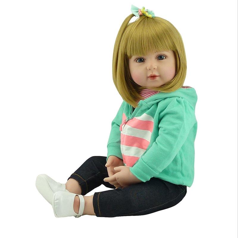 18 Inch Soft Vinyl Realistic Looking Newborn Doll, Handmade Toy, Toy for Birthday Gift,  Realistic Baby Dolls