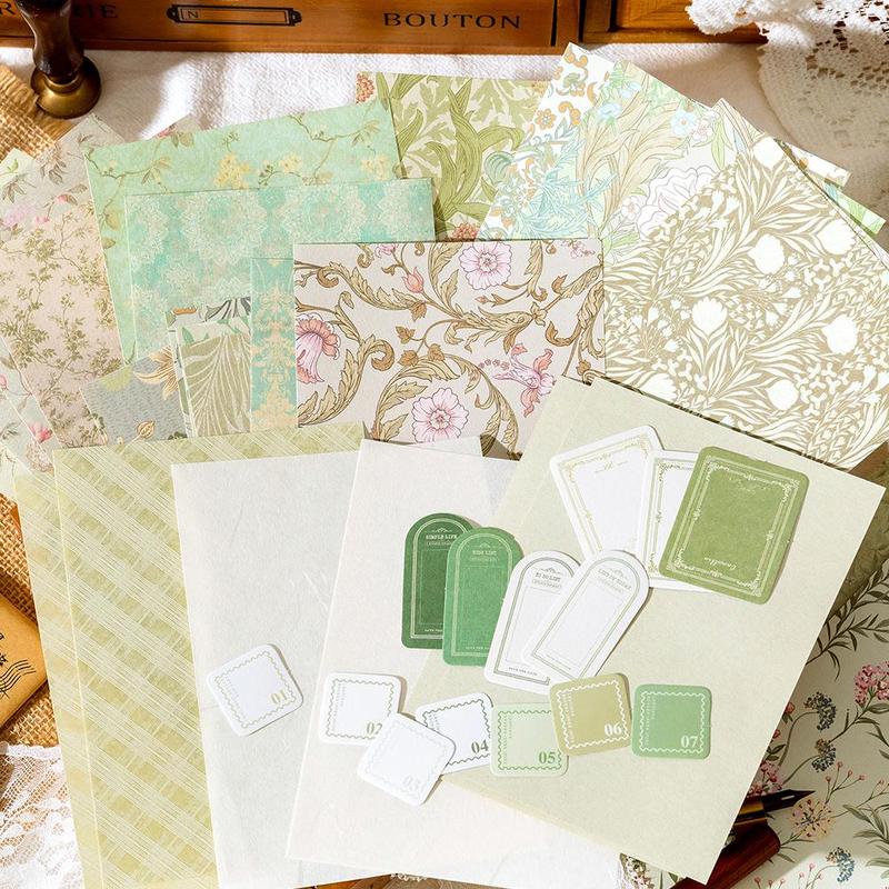 Vintage Plant Material Paper, 40pcs Scrapbooking & Journal Making Material Paper, DIY Decorative Material Paper For Envelope, Gift Box, for Room Decor, Boyfriend Gift, School Supplies 2024