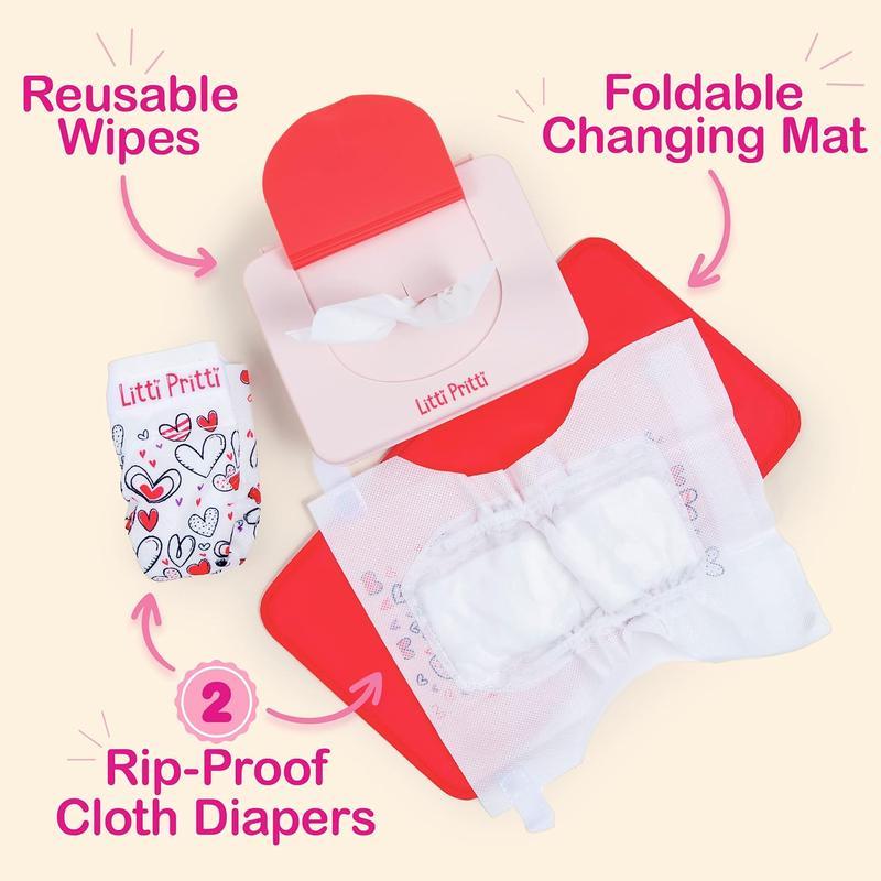 Baby Doll Diaper Bag Set -Playtime Playset for Baby Dolls - Baby Doll Diapers,  Bottle, Wipes and More - Toy for 3 4 5 6 7 8 Year Old - Gifts for Toddler Girls Multi