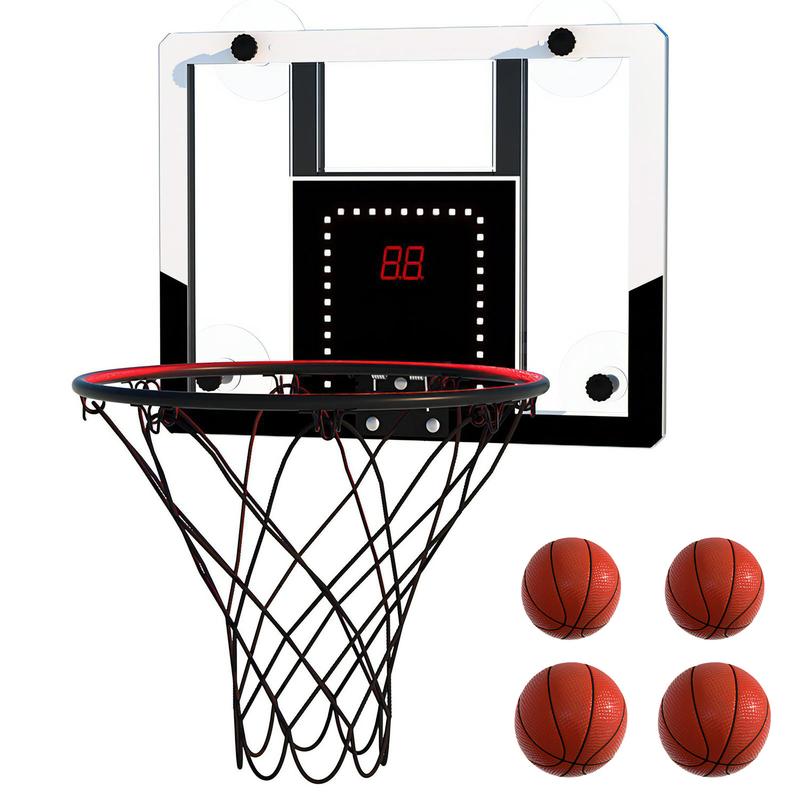 Geyiie Indoor Basketball Hoop with Electronic Scoreboard Over The Door 4 Balls Different Sizes Choice indoor mini basketball toy electronic scoreboard