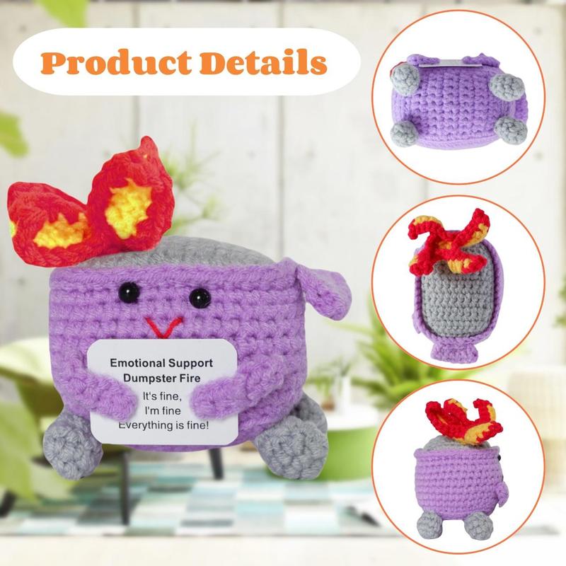 Crochet Dumpster Fire Toy, 1 Count Emotional Support Dumpster Fire Plush Toy, Emotional Support Ornament for Christmas Decoration Or Gift
