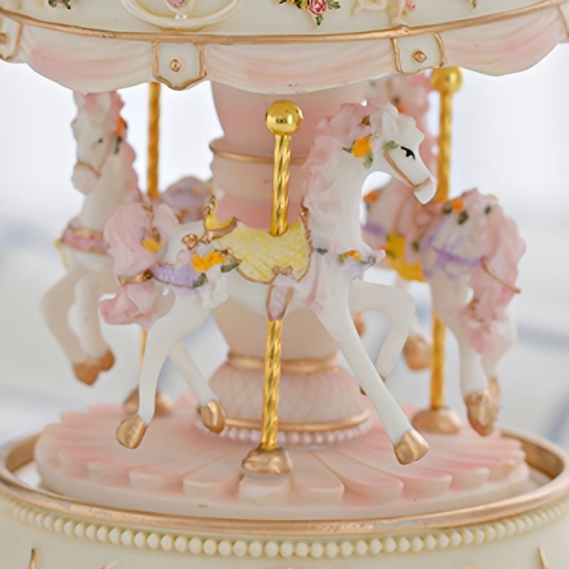 Carousel Design Music Box, Color Changing LED Lights Musical Box Desk Ornament, Gift for Girl, Home Decor for Living Room Bedroom [battery Required, without Battery]