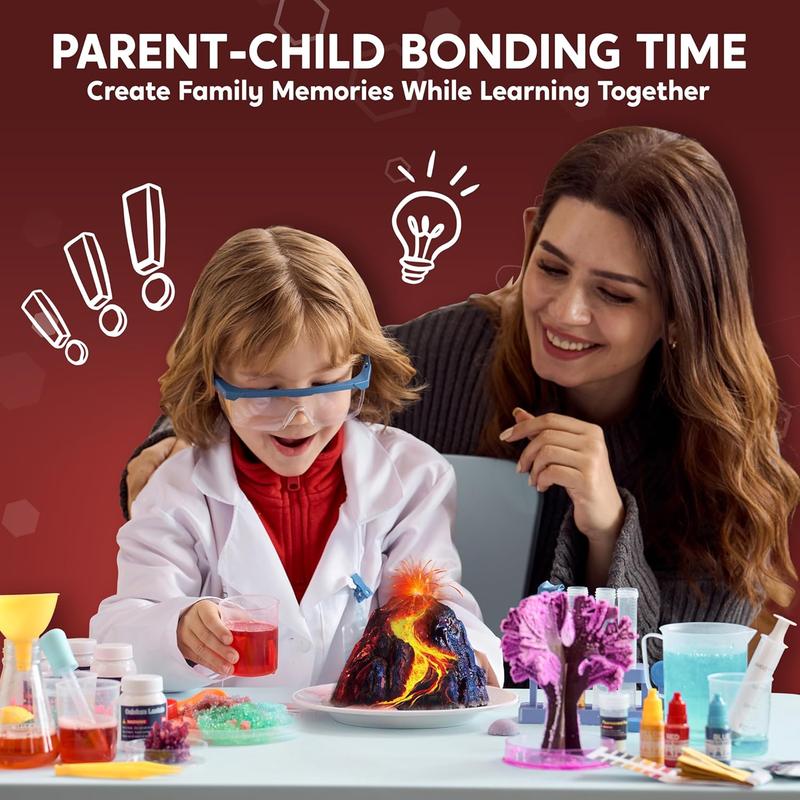 Amazing Science Kits- 85+ Experiments Educational Toys, STEM Activities with Erupting Volcano and Growing Crystal Tree for Kids Aged 6 7 8+