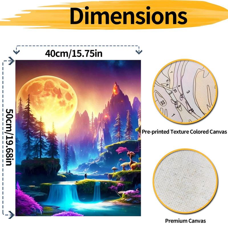 DIY Painting By Numbers Kit, 1 Set Landscape Pattern DIY Oil Painting without Frame, Wall Art Decor for Home Living Room Bedroom