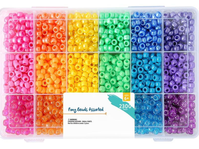 Bright & Sparkle Pony Bead Box - 2300 Pieces- Unisex