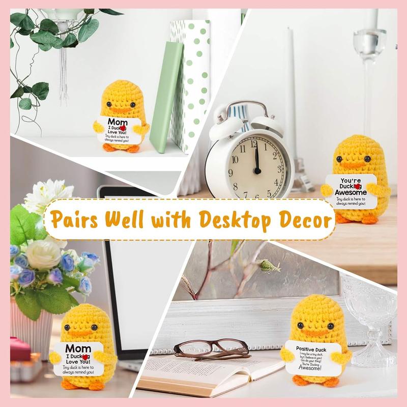 Funny Birthday Gifts for Mom – Handmade Emotional Crochet Positive Support Duck for Mom Mothers Day Christmas White Elephant Gift from Daughter Son, I Duck Love You Mom, Cute Duck Home Decor