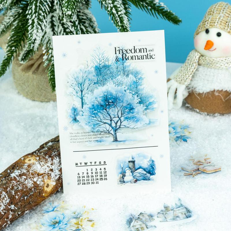 Christmas Snowy Landscape Pattern Window Sticker, 10pcs pack DIY Decorative Declas, Scrapbooking & Stamping Supplies for Home School Office