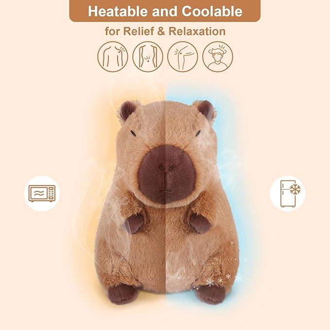 Xmas Gifts, Heatable & Coolable Capybara Plush，Microwavable Stuffed Animal Heating Pad, Stuffed Animal Capybara Heatpack Plushies Gift for Kids & Aldults