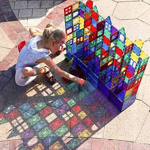 Jasonwell 100pcs Magnetic Tiles Building Blocks Set for Boys Girls Preschool Educational Magnet Construction Kit Magnet Stacking STEM Toys Birthday Gifts for toys   4 5 6 7 8 9 10 + Year Old magnetic tiles