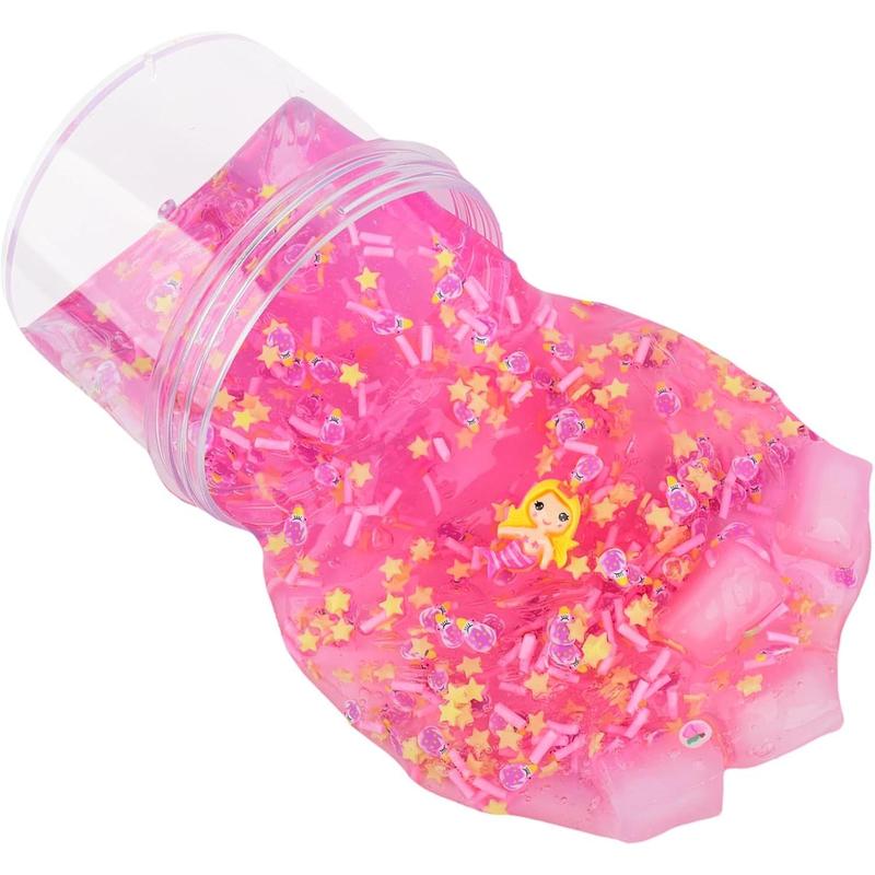 4-Pack Jelly Cube Crispy Slime Set with Red, Blue, Pink and Green Clear Crispy Slime Toys, Super Soft and Non-stick, Stress Relief Toys for Boys and Girls, Kids Party Favors