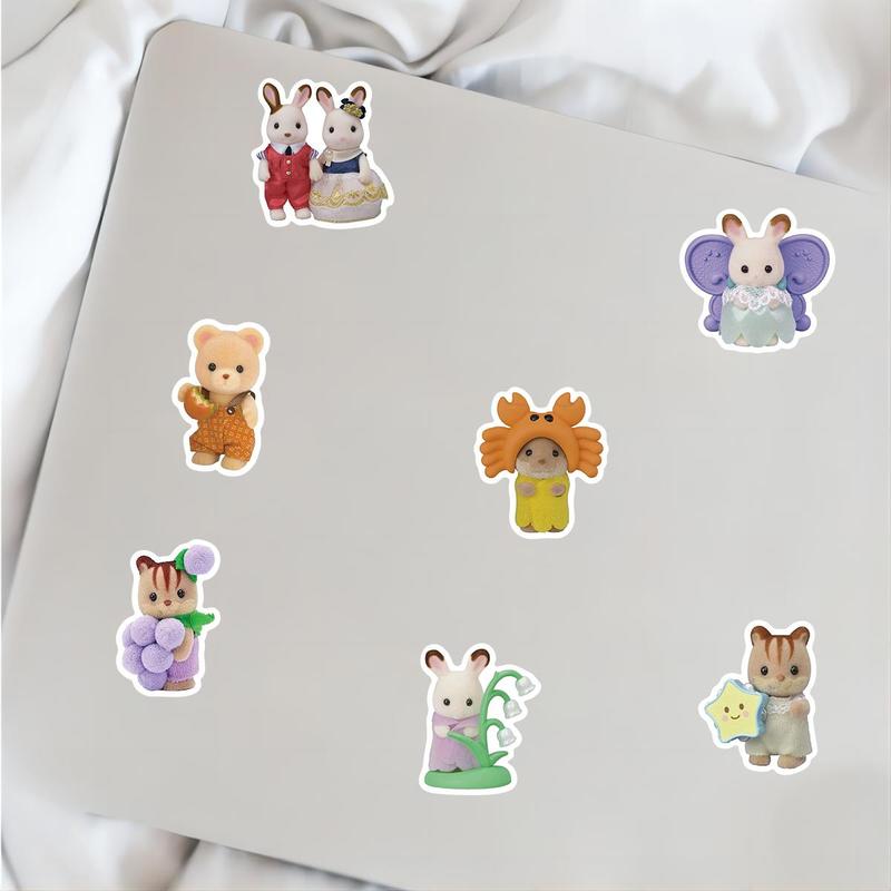 Cartoon Animal Pattern Sticker, 55pcs set Cute Animal Decorative Sticker, Diy Decals for Water Bottle, Laptop, Phone Case, Scrapbooking, Journal Making