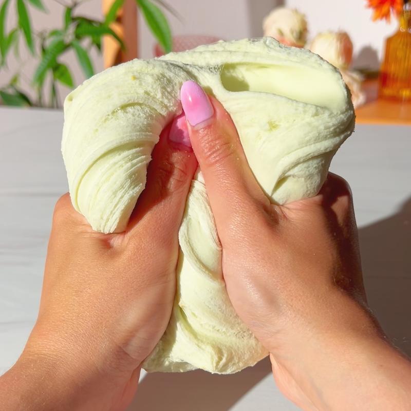 Waikiki Beach Slime • Layered Slime (Clear + Cloud Dough + Cloud) • Pina Colada Scented Slime