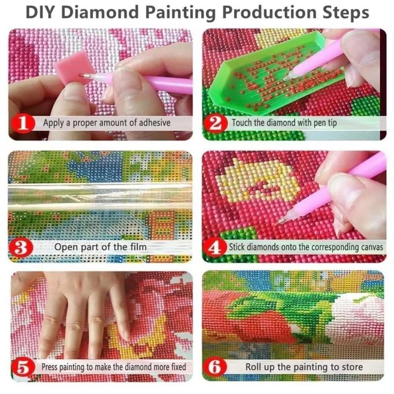 5D DIY Diamond Art Colorful Painting Kit, 1 Set Dreamy Flower Scenery Pattern DIY Diamond Art Colorful Painting without Frame, Handmade Art Crafts for Home Decor, Christmas Gift