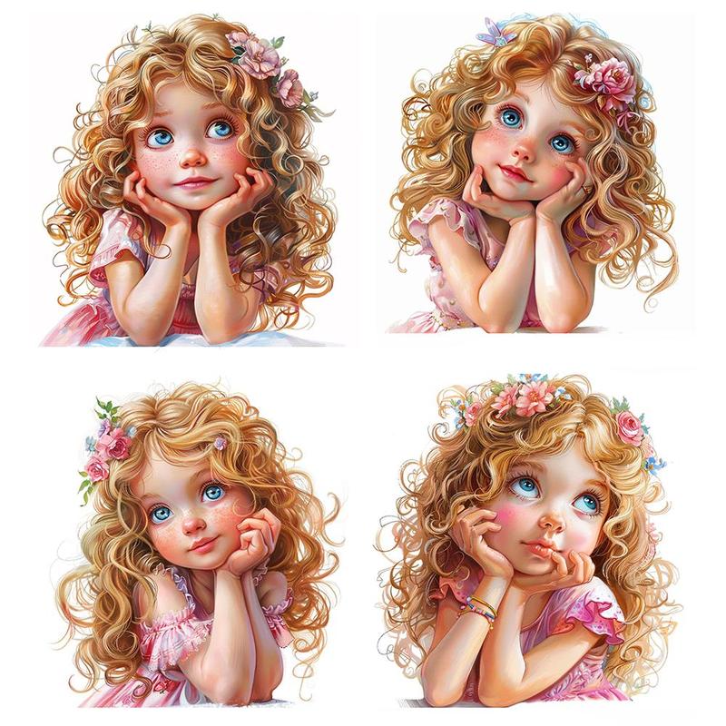 Blonde Little Girls Anime Sticker, 20pcs set Cute Cartoon Sticker, DIY Decorative Sticker for Scrapbook, Journal, Gift Wrapping