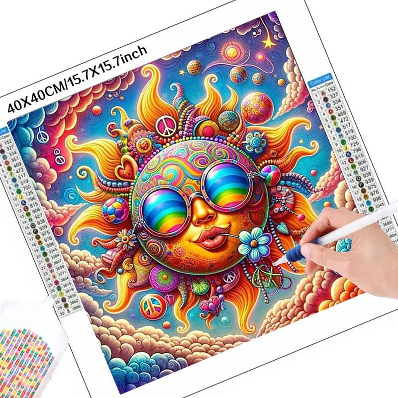 Fashion Sun Pattern DIY Diamond Arts Colorful Painting Kit without Frame, DIY 5D Diamond Arts Colorful Painting Kit, Wall Art Decor for Home Living Room Bedroom