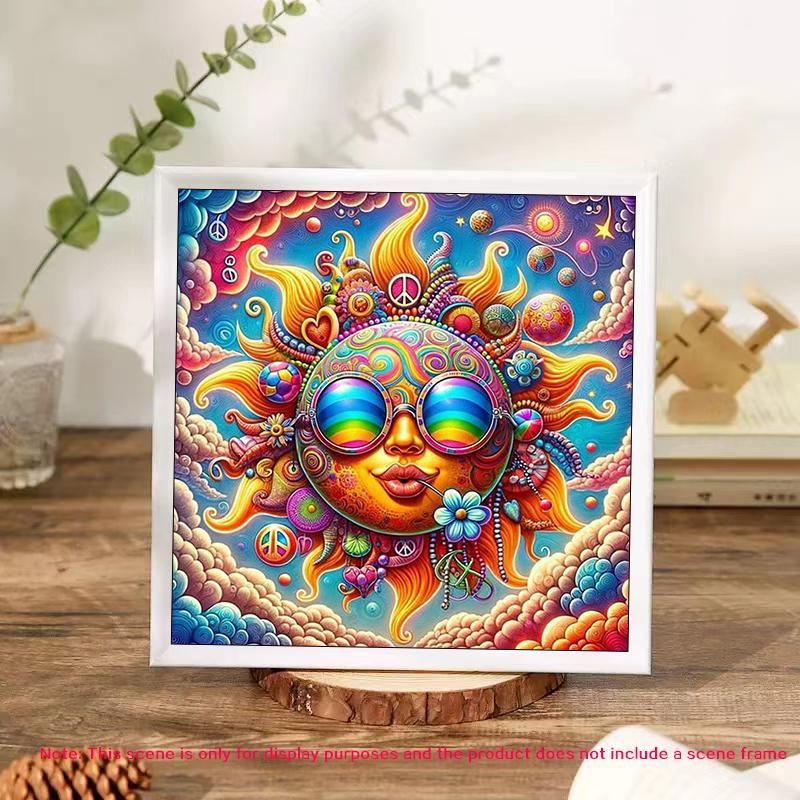 Fashion Sun Pattern DIY Diamond Arts Colorful Painting Kit without Frame, DIY 5D Diamond Arts Colorful Painting Kit, Wall Art Decor for Home Living Room Bedroom