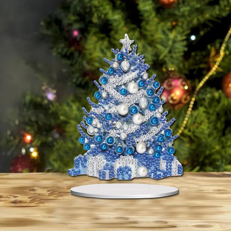 5D DIY Diamond Arts Colorful Painting Kit, 1 Count Handmade Christmas Tree Design Diamond Arts Colorful Painting Desk Decoration, DIY Decorative Art Craft Gift