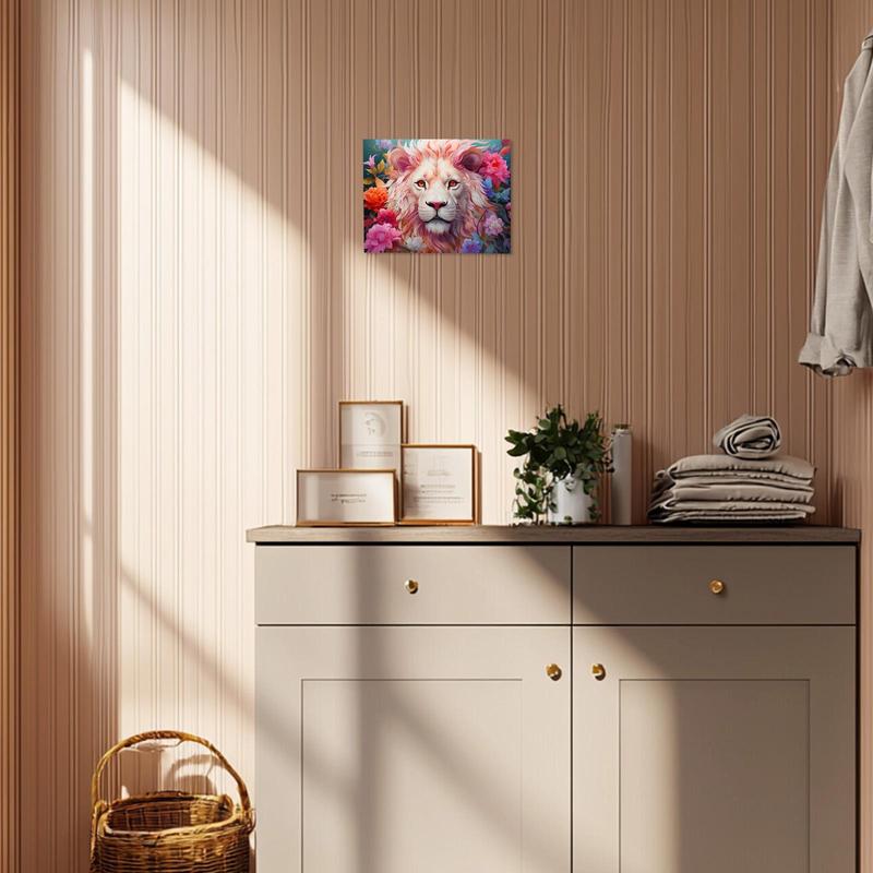Lion & Flower Pattern DIY Painting By Numbers Kit without Frame, 1 Set DIY Paint By Numbers with Brushes & Acrylic Paint, Wall Art Decoration for Home Bedroom